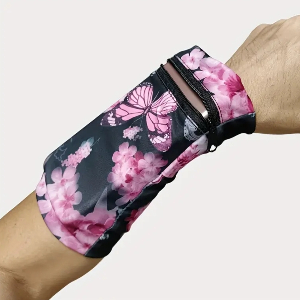 Nwt Y2K Floral Barbiecore Pink Butterfly Wearable Running Pouch Preppy(#0136)